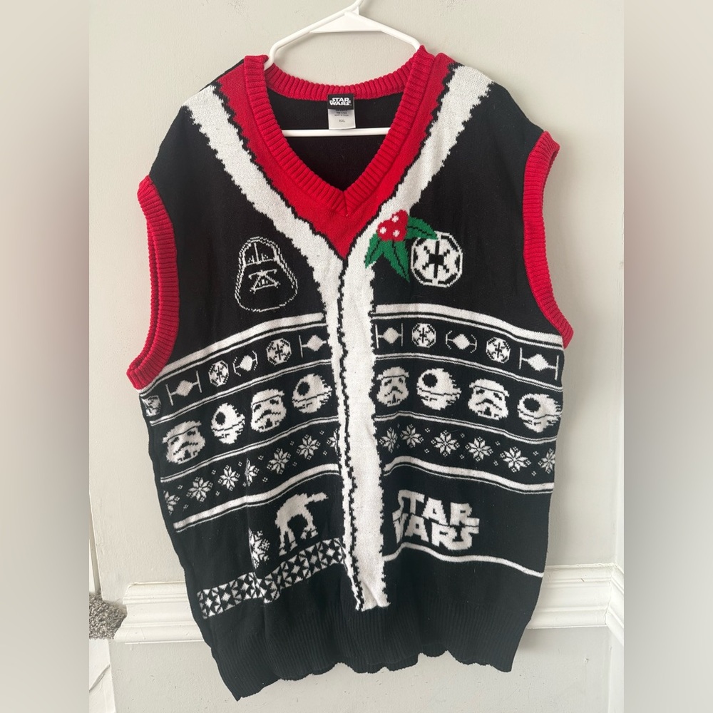 Star Wars Black and Red Holiday Sweater Vest XXL men’s